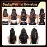 20‘’ Sewing Weft Hair Extensions  2 Strips Standard Full Head (Dark Brown To Blonde）
