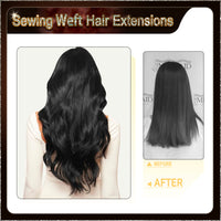 20‘’ Sewing Weft Hair Extensions  2 Strips Standard Full Head (Dark Brown To Blonde）