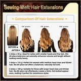 20‘’ Sewing Weft Hair Extensions  2 Strips Standard Full Head (Dark Brown To Blonde）