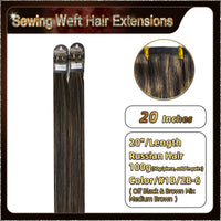 20‘’ Sewing Weft Hair Extensions  2 Strips Standard Full Head (Dark Brown To Blonde）