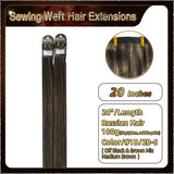 20‘’ Sewing Weft Hair Extensions  2 Strips Standard Full Head (Dark Brown To Blonde）