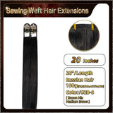 20‘’ Sewing Weft Hair Extensions  2 Strips Standard Full Head (Dark Brown To Blonde）