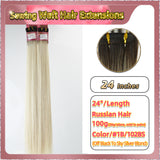 24'' Sewing Weft Hair Extensions  2 Strips Standard Full Head  (Blond）