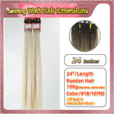 24'' Sewing Weft Hair Extensions  2 Strips Standard Full Head  (Blond）