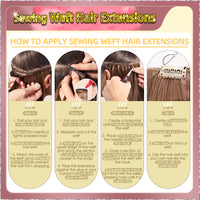 20'' Sewing Weft Hair Extensions  2 Strips Standard Full Head  (Blonde）