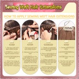 20'' Sewing Weft Hair Extensions  2 Strips Standard Full Head  (Blonde）