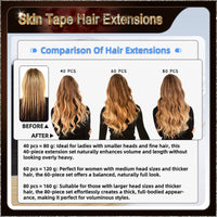 20" 40 Pieces (20 Sandwiches) Ombre Skin Tape Hair Extensions(Dark Brown To Blonde）
