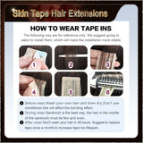 20" 40 Pieces (20 Sandwiches) Ombre Skin Tape Hair Extensions(Dark Brown To Blonde）