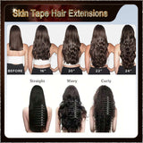 20" 40 Pieces (20 Sandwiches) Ombre Skin Tape Hair Extensions(Dark Brown To Blonde）