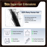 20" 40 Pieces (20 Sandwiches) Ombre Skin Tape Hair Extensions(Dark Brown To Blonde）