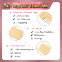 30'' Russian Hair On Blonde Range Skin Tape Hair Extensions  40 PCs  Standard Full Head  28
