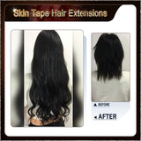 20" 40 Pieces (20 Sandwiches) Ombre Skin Tape Hair Extensions(Dark Brown To Blonde）