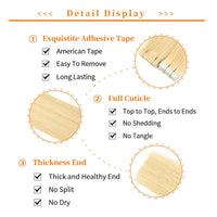17" 40 Pieces (20 Sandwiches) Skin Tape Hair Extensions
