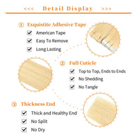 24" 40 Pieces (20 Sandwiches) Skin Tape Hair Extensions