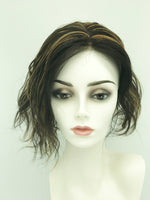 Mono Top Human Hair Piece, 13.5x12.5cm Area, 30cm Long, Darkest Brown with Highlight