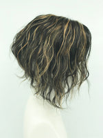 Mono Top Human Hair Piece, 13.5x12.5cm Area, 30cm Long, Darkest Brown with Highlight