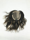 Mono Top Human Hair Piece, 13.5x12.5cm Area, 30cm Long, Darkest Brown with Highlight