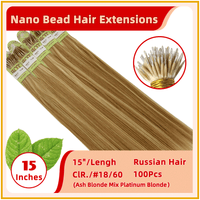 15" 100 Strands Russian Hair Nano Bead Hair Extensions