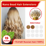 15" 100 Strands Russian Hair Nano Bead Hair Extensions