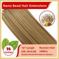 16" 100 Strands Russian Hair Nano Bead Hair Extensions