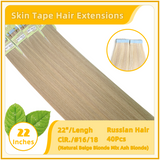 22" 40 Pieces (20 Sandwiches) Skin Tape Hair Extensions