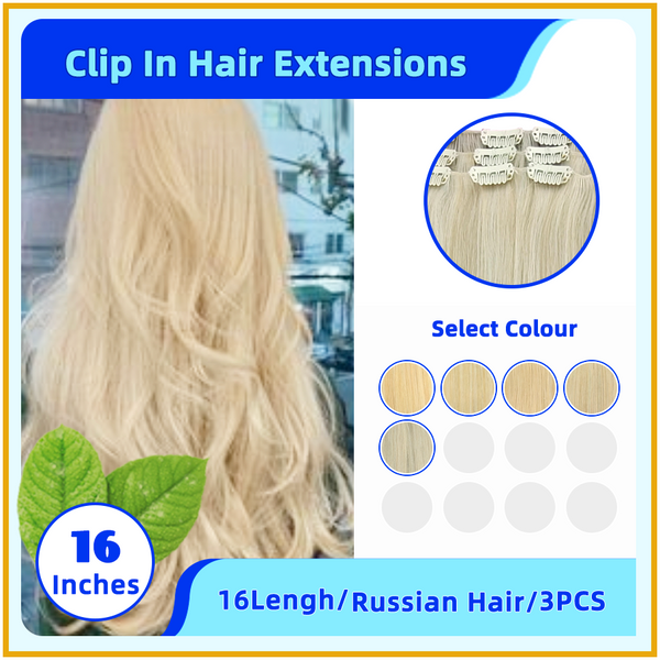 16" 3PCS Invisiable 21 Stainless Steel Clip In Hair Extensions