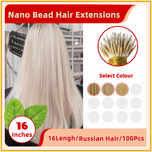 16" 100 Strands Russian Hair Nano Bead Hair Extensions