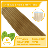 17" 40 Pieces (20 Sandwiches) Skin Tape Hair Extensions