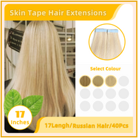 17" 40 Pieces (20 Sandwiches) Skin Tape Hair Extensions