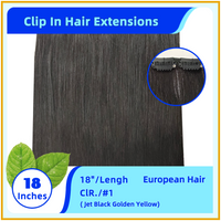 18" 3PCS Invisiable 21 Stainless Steel European Hair Clip In Hair Extensions