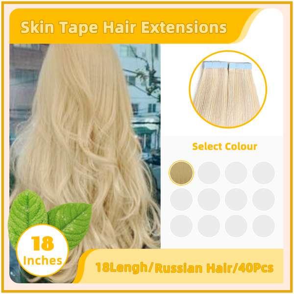 18" 40 Pieces (20 Sandwiches) Skin Tape Hair Extensions