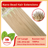 19" 100 Strands Russian Hair Nano Bead Hair Extensions