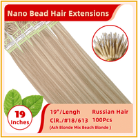 19" 100 Strands Russian Hair Nano Bead Hair Extensions