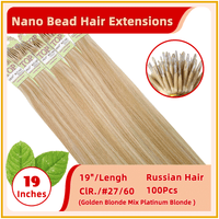 19" 100 Strands Russian Hair Nano Bead Hair Extensions