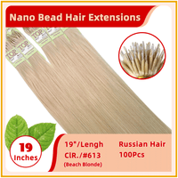 19" 100 Strands Russian Hair Nano Bead Hair Extensions