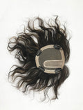 Mono Top Human Hair Piece, 13.5x12.5cm Area, 25cm Long, Darkest Brown with Highlight