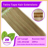 20" 20 Pieces Twins Tape Russian Hair Extensions