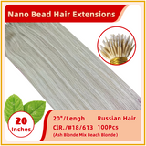 20" 100 Strands Russian Hair Nano Bead Hair Extensions