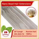 20" 100 Strands Russian Hair Nano Bead Hair Extensions