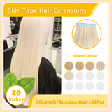 20" 40 Pieces (20 Sandwiches) Skin Tape Hair Extensions