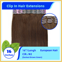 16" 3PCS Invisiable 21 Stainless Steel European Hair Clip In Hair Extensions