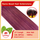 21" 100 Strands Indian Hair Nano Bead Hair Extensions