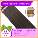 22" 20 Pieces Twins Tape European Hair Extensions