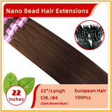 22" 100 Strands  European Hair Nano Bead Hair Extensions