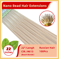 22" 100 Strands Russian Hair Nano Bead Hair Extensions