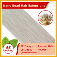 22" 100 Strands Russian Hair Nano Bead Hair Extensions