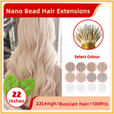 22" 100 Strands Russian Hair Nano Bead Hair Extensions