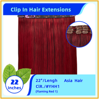 22"  #YHH1 Asia Hair Clip In Hair Extensions Flaming Red 1