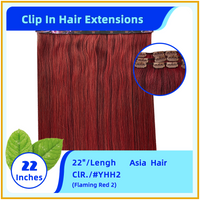 22" 3PCS Invisiable 21 Stainless Steel Asia Hair Clip In Hair Extensions