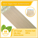 22" 40 Pieces (20 Sandwiches) Skin Tape Hair Extensions